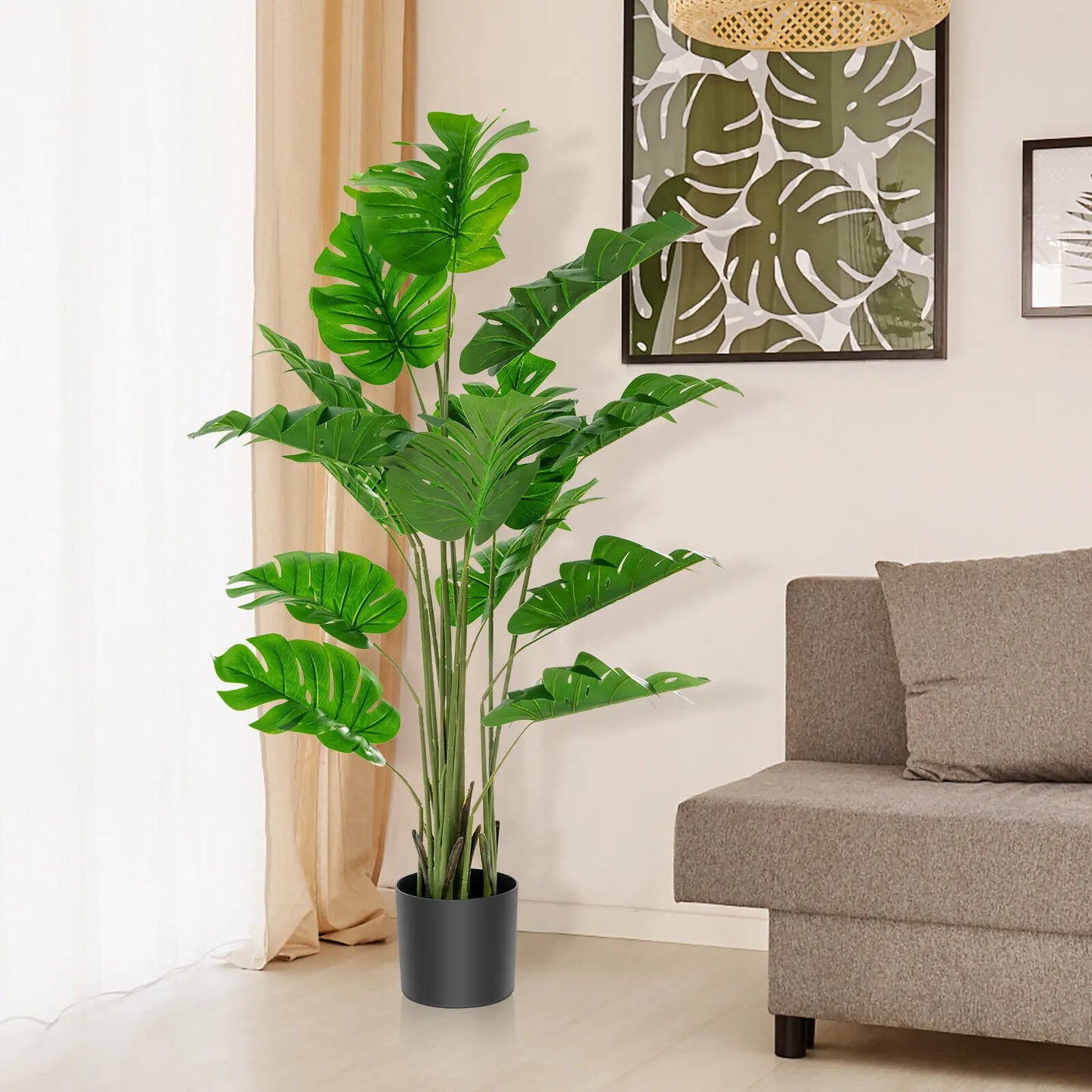 Taufora Halil - 5FT Artificial Tree 2-Pack - Faux Monstera Deliciosa Plant for Indoor & Outdoor