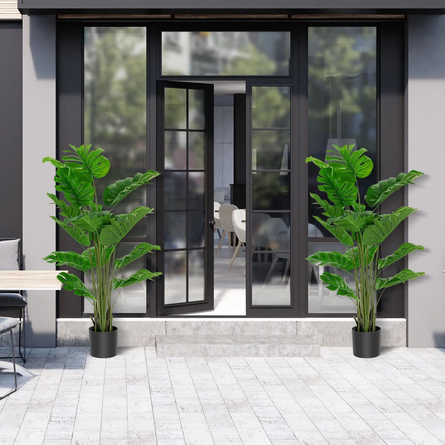 Taufora Halil - 5FT Artificial Tree 2-Pack - Faux Monstera Deliciosa Plant for Indoor & Outdoor