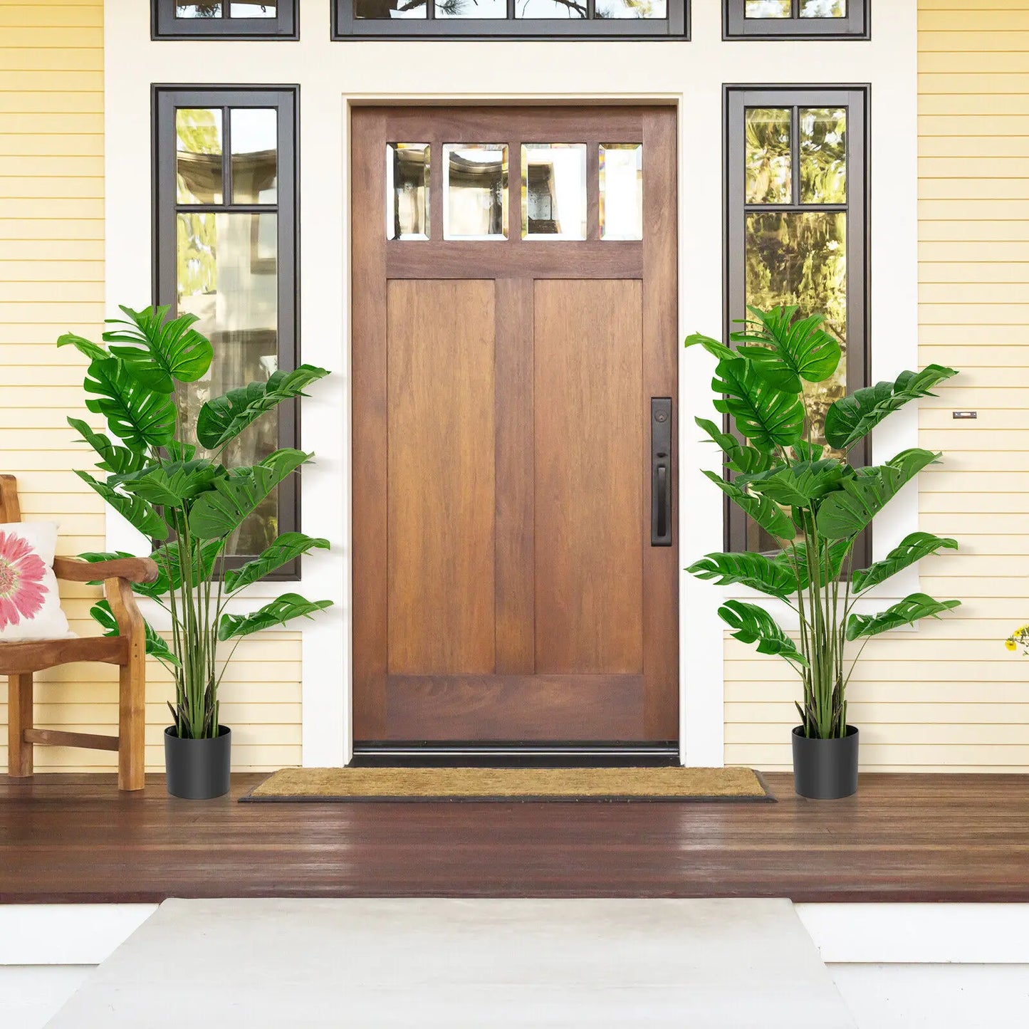 Taufora Halil - 5FT Artificial Tree 2-Pack - Faux Monstera Deliciosa Plant for Indoor & Outdoor