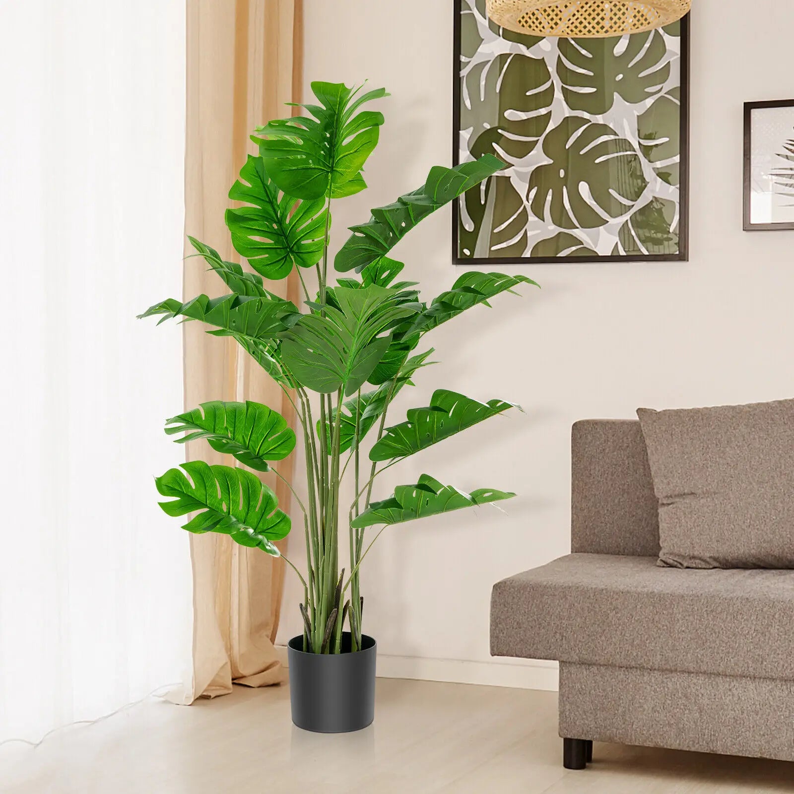 Taufora Halil - 5FT Artificial Tree 2-Pack - Faux Monstera Deliciosa Plant for Indoor & Outdoor