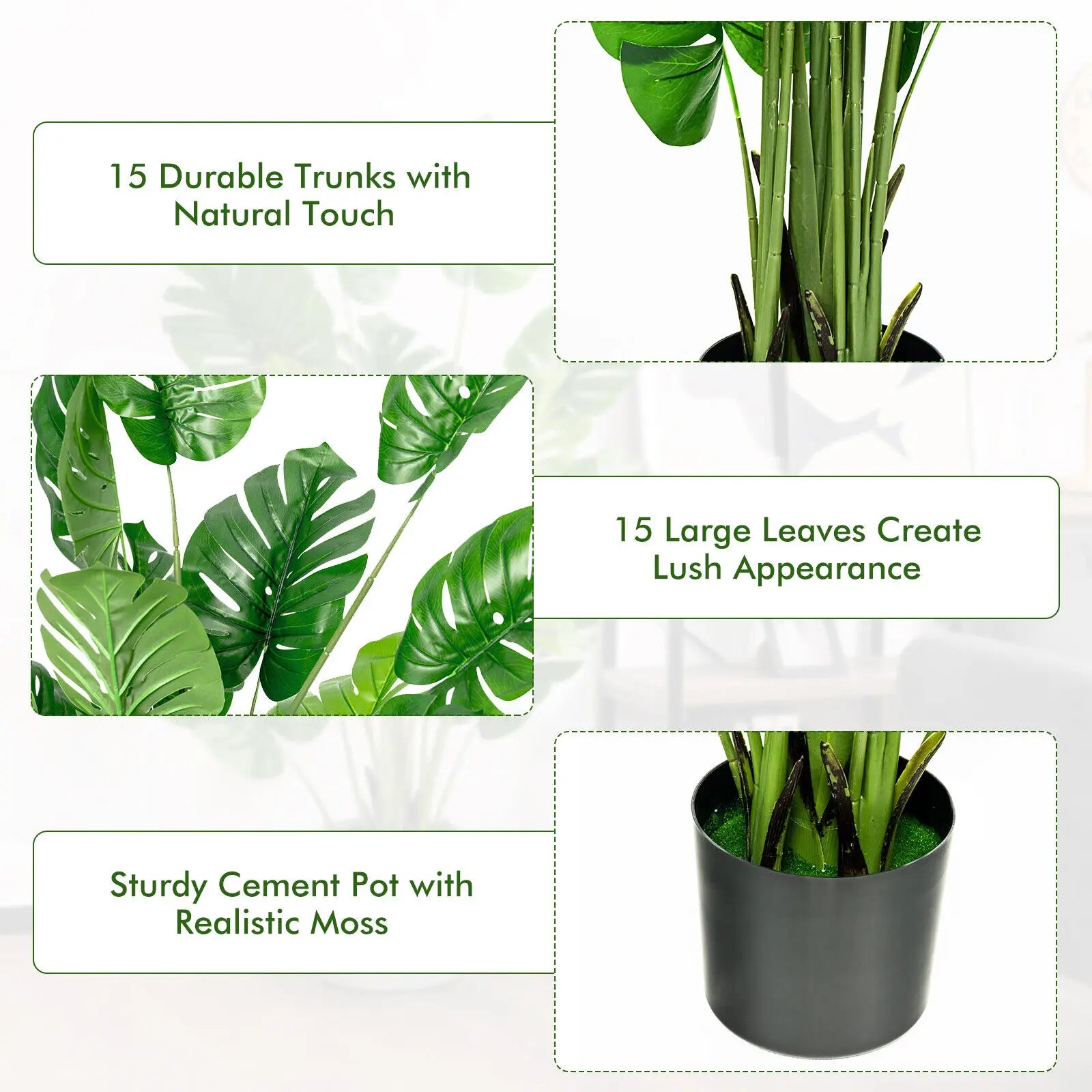 Taufora Halil - 5FT Artificial Tree 2-Pack - Faux Monstera Deliciosa Plant for Indoor & Outdoor